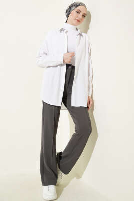 Çımalı Palazzo Pantolon Füme - Pantolon