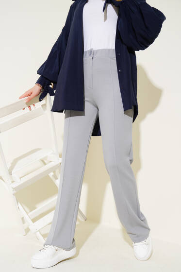 Çımalı Palazzo Pantolon Gri - Pantolon