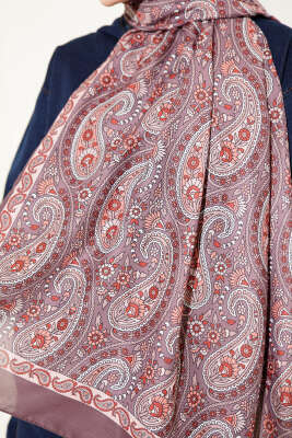 Çini Paisley Desen Şal Acı Kahve - Başörtüsü