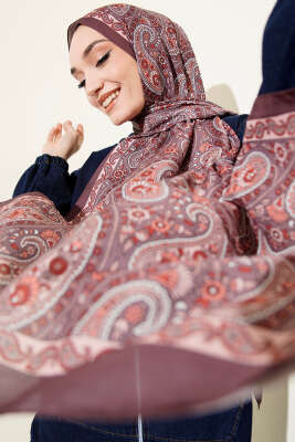 Çini Paisley Desen Şal Acı Kahve 