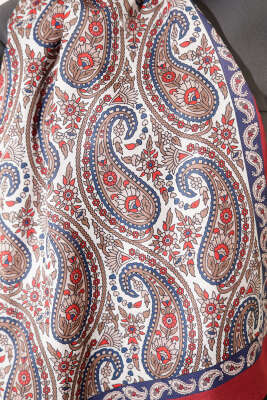Çini Paisley Desen Şal Bordo - Başörtüsü