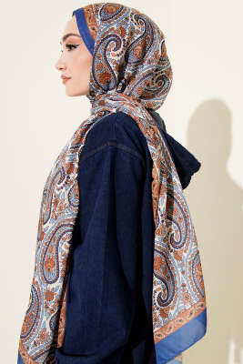 Çini Paisley Desen Şal Saks - Başörtüsü