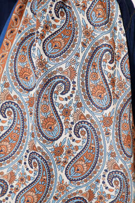 Çini Paisley Desen Şal Saks - Başörtüsü