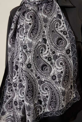 Çini Paisley Desen Şal Siyah - Başörtüsü