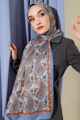 Çini Paisley Desen Şal Soft Mavi - Yılın Fırsatı