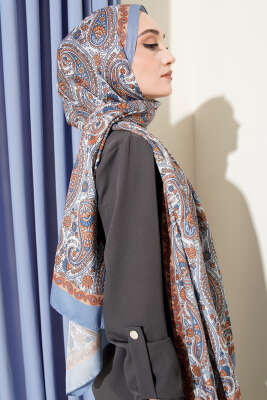 Çini Paisley Desen Şal Soft Mavi - Yılın Fırsatı