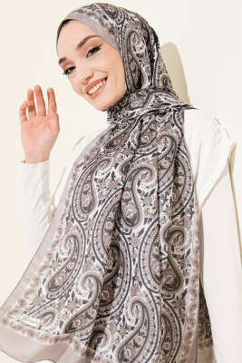 Çini Paisley Desen Şal Taş Gri - Başörtüsü