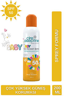 Cire Aseptine Bebek Vücut Güneş Sprey SPF50+ 200 ml - ERSAN KOZMETİK