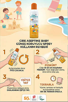 Cire Aseptine Bebek Vücut Güneş Sprey SPF50+ 200 ml - Güneş Kremi