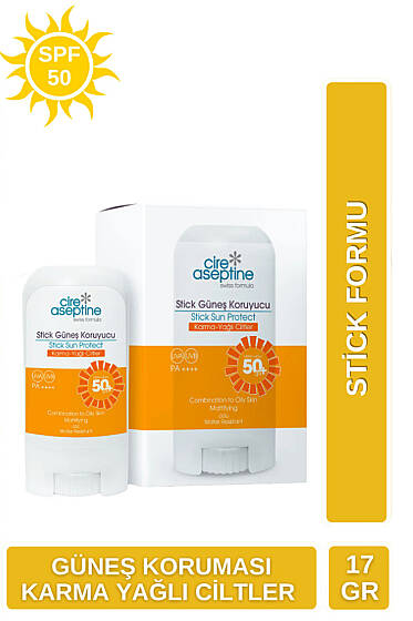 Cire Aseptine Stick Güneş Koruyucu - Yağlı Ciltler için 50SPF 17GR - Güneş Kremi