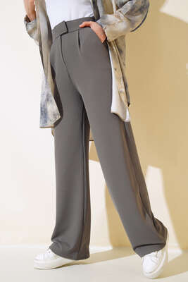 Cırtcırtlı Bol Paça Pantolon Gri - CALİENTE