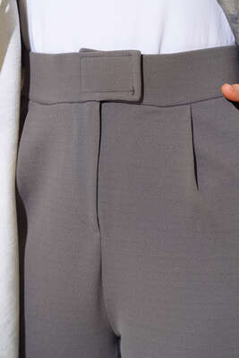 Cırtcırtlı Bol Paça Pantolon Gri - Kumaş Pantolon