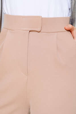 Cırtcırtlı Bol Paça Pantolon Latte - Kumaş Pantolon