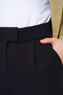 Cırtcırtlı Bol Paça Pantolon Siyah - Thumbnail