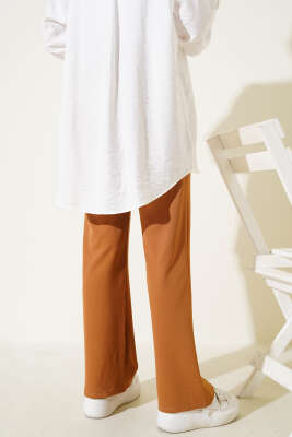 Cırtcırtlı Tek Pile Pantolon Camel - Pantolon
