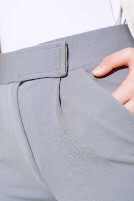 Cırtcırtlı Tek Pile Pantolon Gri - Thumbnail