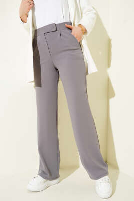 Cırtlı Palazzo Pantolon Kayrak Grisi 