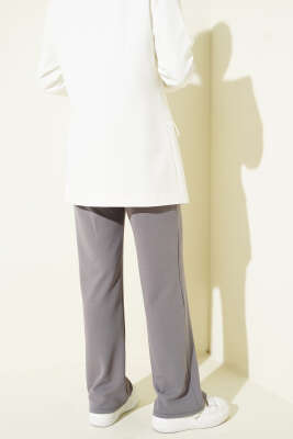 Cırtlı Palazzo Pantolon Kayrak Grisi - Yılın Fırsatı