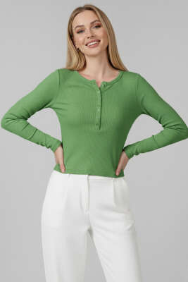 Çıtçıt Detaylı Bluz Yeşil 