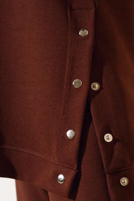 Çıtçıt Detaylı Kapüşonlu İkili Takım Kahve - İKİLİ TAKIM