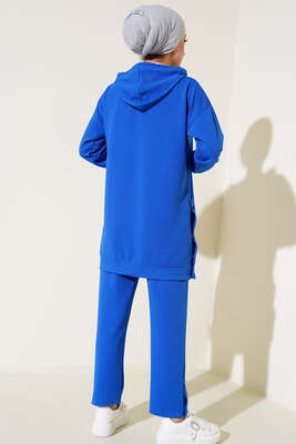 Çıtçıt Detaylı Kapüşonlu İkili Takım Saks - İKİLİ TAKIM