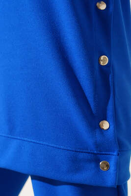 Çıtçıt Detaylı Kapüşonlu İkili Takım Saks - İKİLİ TAKIM