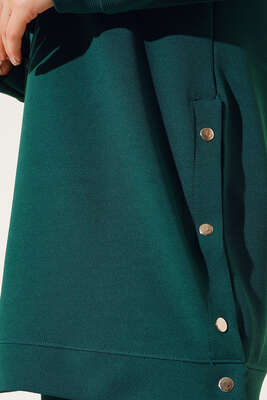 Çıtçıt Detaylı Kapüşonlu İkili Takım Zümrüt - İKİLİ TAKIM