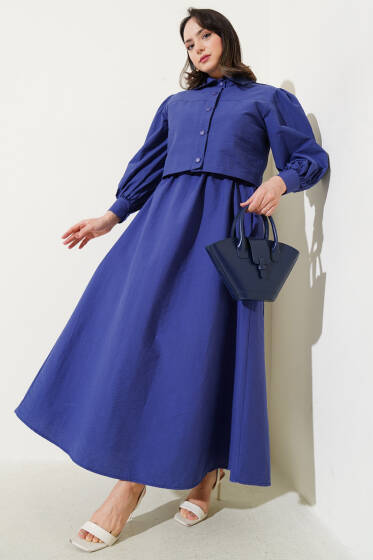 Çıtçıt Düğmeli Ceketli Jile İkili Takım Lacivert - İkili Takım