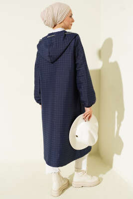 Çıtçıt Düğmeli Kapüşonlu Kapitone Kap Lacivert - Dış Giyim&Mont