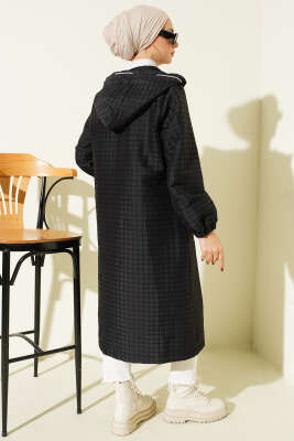 Çıtçıt Düğmeli Kapüşonlu Kapitone Kap Siyah - Dış Giyim&Mont