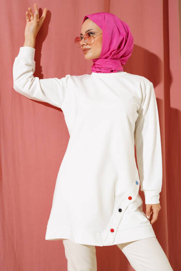 Çıtçıt Görünümlü Tunik Ekru - Yılın Fırsatı