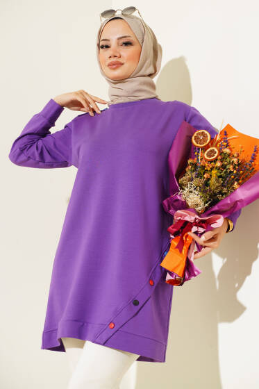 Çıtçıt Görünümlü Tunik Lila - Yılın Fırsatı