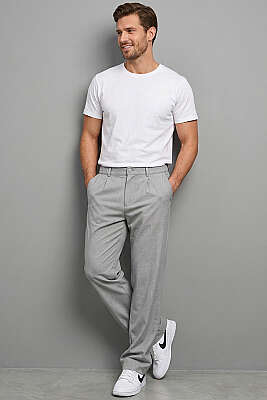 Çıtçıtlı Baggy Erkek Pantolon Gri - Erkek Pantolon