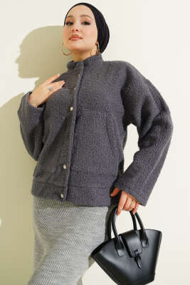 Çıtçıtlı Buklet Cepli Ceket Füme - SAS