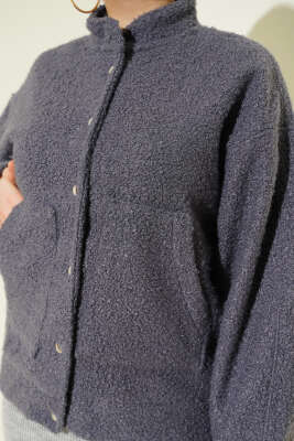 Çıtçıtlı Buklet Cepli Ceket Füme - Ceket