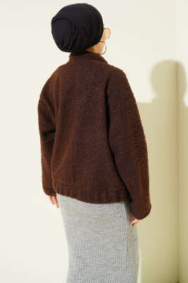 Çıtçıtlı Buklet Cepli Ceket Kahve - Ceket