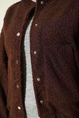 Çıtçıtlı Buklet Cepli Ceket Kahve - Ceket