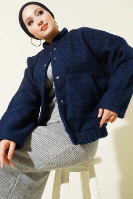 Çıtçıtlı Buklet Cepli Ceket Lacivert - SAS