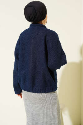 Çıtçıtlı Buklet Cepli Ceket Lacivert - Ceket