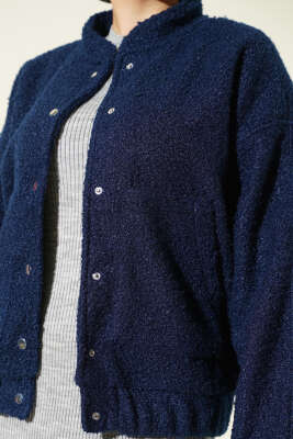 Çıtçıtlı Buklet Cepli Ceket Lacivert - Ceket