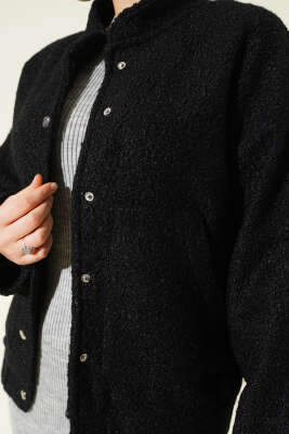 Çıtçıtlı Buklet Cepli Ceket Siyah - Ceket