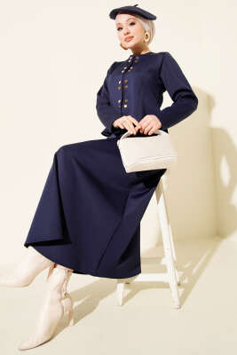 Çıtçıtlı Etekli Scuba İkili Takım Lacivert - İkili Takım