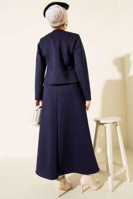 Çıtçıtlı Etekli Scuba İkili Takım Lacivert - İkili Takım