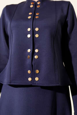 Çıtçıtlı Etekli Scuba İkili Takım Lacivert - İkili Takım