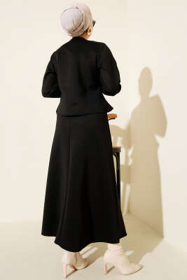 Çıtçıtlı Etekli Scuba İkili Takım Siyah - İkili Takım