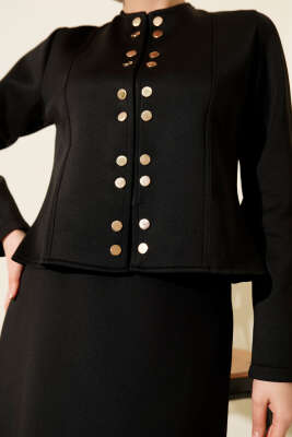 Çıtçıtlı Etekli Scuba İkili Takım Siyah - İkili Takım