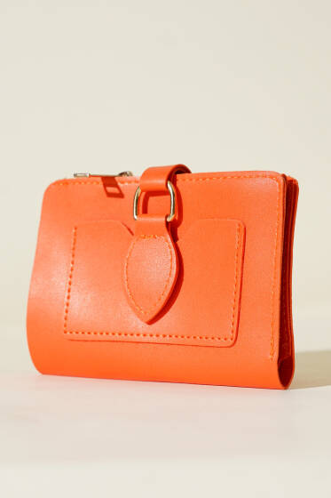 Çıtçıtlı Fermuarlı Cüzdan Oranj - Cüzdan&Kartlık