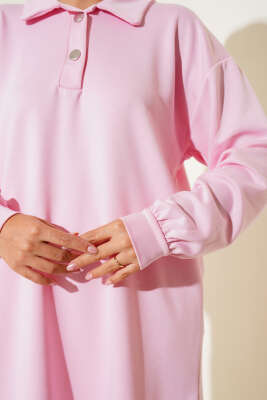 Çıtçıtlı Gömlek Yaka İkili Takım Pembe - 700-1000 TL Ürünler