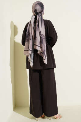 Çıtçıtlı İnce Kemerli Modal İkili Takım Acı Kahve - İkili Takım