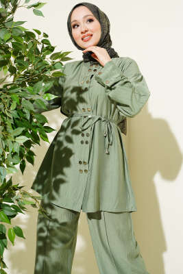 Çıtçıtlı İp Kuşaklı İkili Takım Çağla Yeşili - HBS